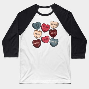 Gothic Anti Valentine Candy hearts Baseball T-Shirt